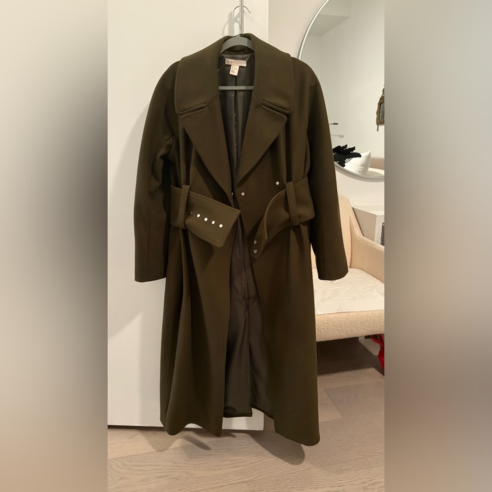 Olive Green Belted wool long coat H&M Studio - Picture 7 of 8